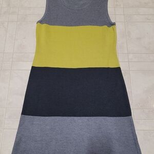 Calvin Klein Gray, Yellow, and Black Midi Dress
